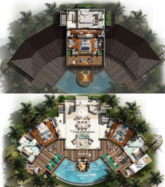 Hideaway Beach Resort & Spa Three Bedroom Grand Beach Residence with Pool Floor Plan