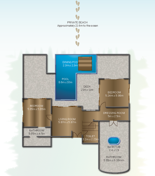 Hideaway Beach Resort & Spa Two Bedroom Beach Residence with Pool Floor Plan