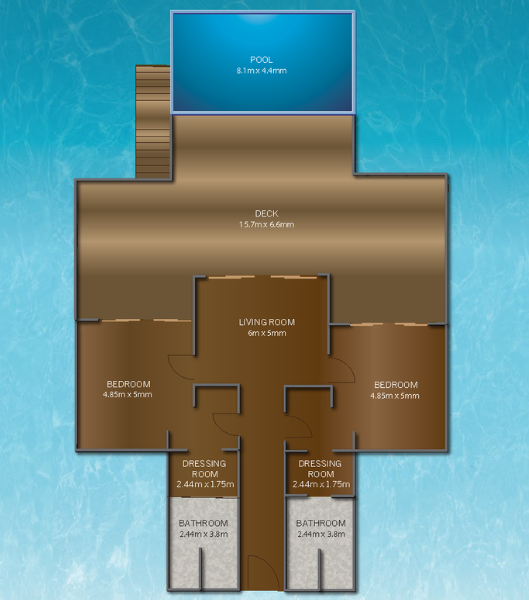 Hideaway Beach Resort & Spa Two Bedroom Ocean Villa with Pool Floor Plan