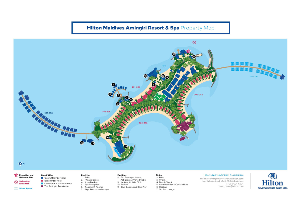 Hilton Maldives Amingiri Resort & Spa Resort Map
