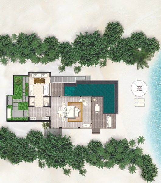 Hilton Maldives Amingiri Resort & Spa One Bedroom Beach Pool Villa Floor Plan