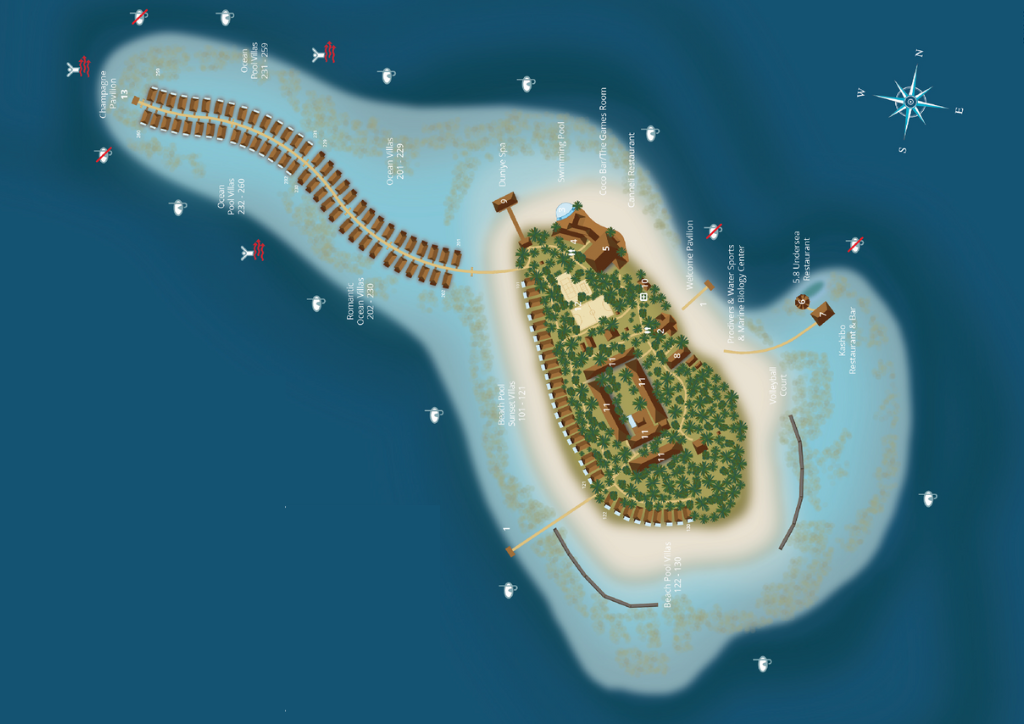 Hurawalhi Island Resort Maldives Resort Map