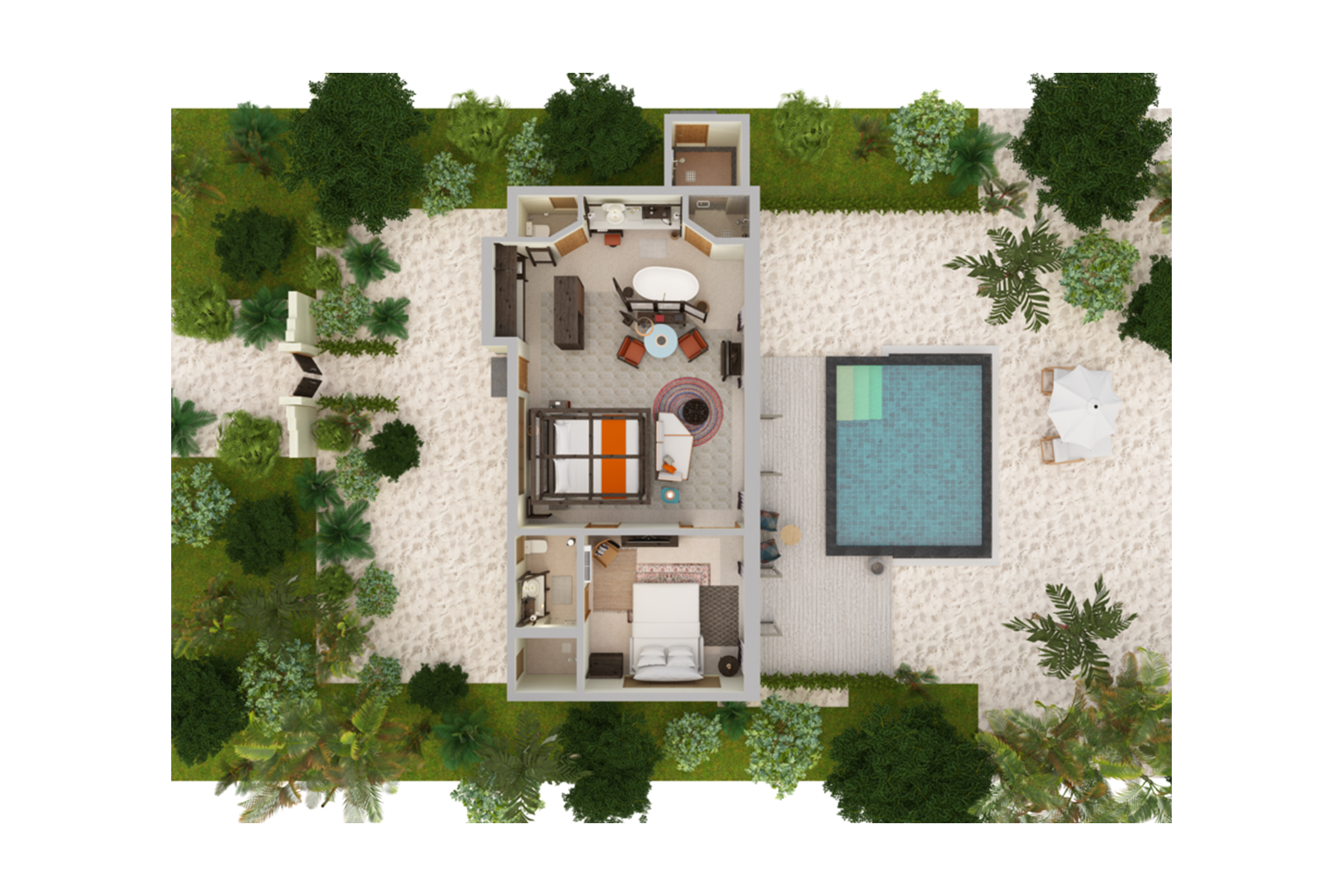 InterContinental Maldives Maamunagau Resort Family Beach Pool Villas Floor Plan