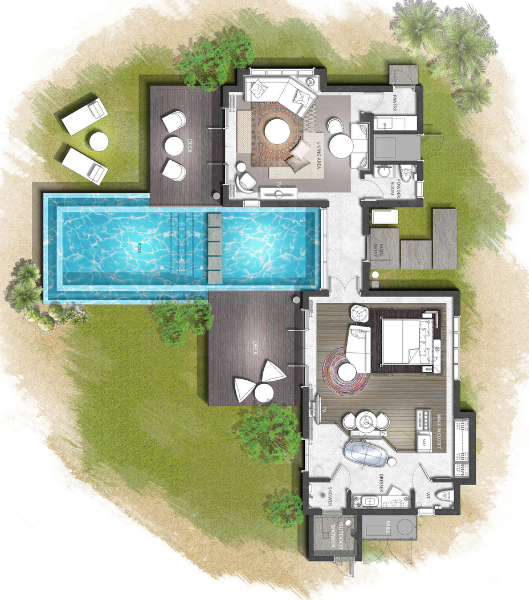 InterContinental Maldives Maamunagau Resort One Bedroom Beach Pool Villas Floor Plan