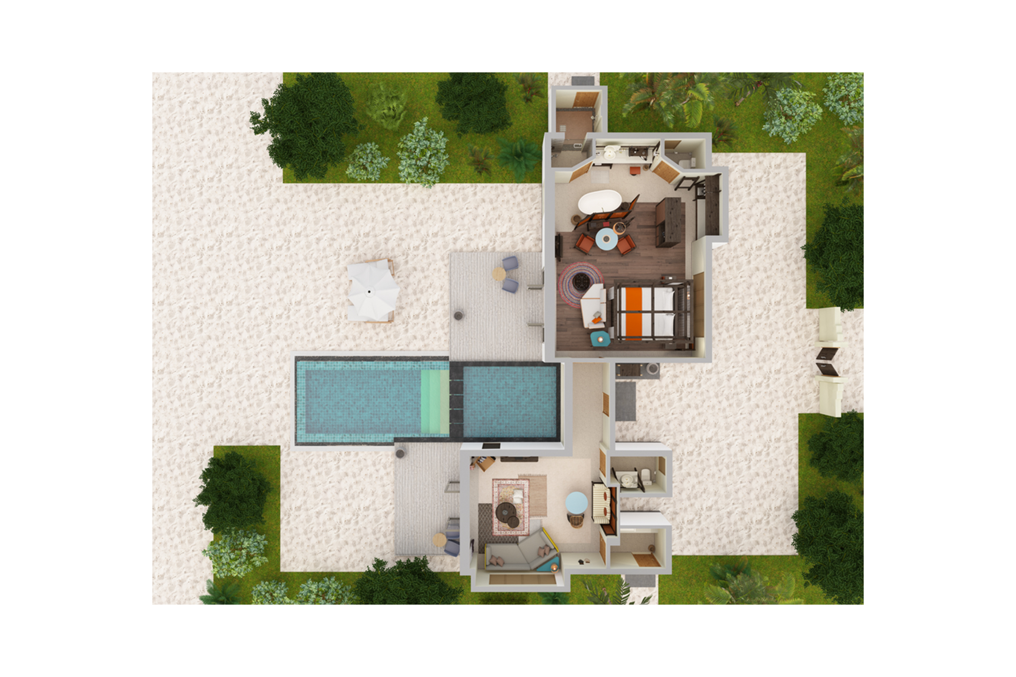 InterContinental Maldives - One-Bedroom Sunset Beach Pool Villa Floor Plan