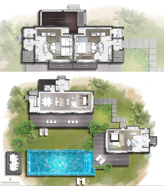 InterContinental Maldives Maamunagau Resort Three Bedroom Lagoon Residence Floor Plan