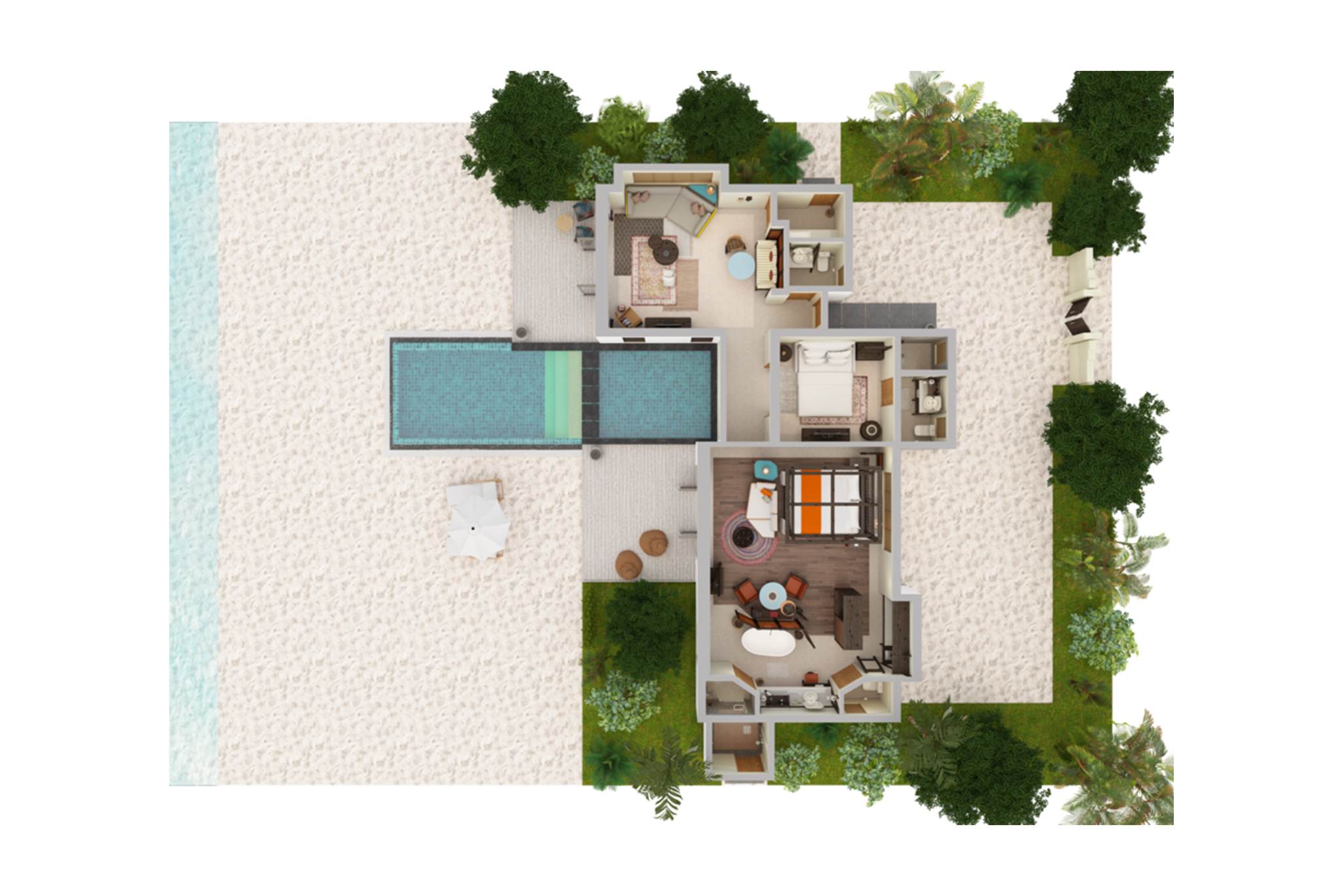InterContinental Maldives - Two-Bedroom Family Beach Pool Villa - Floor Plan