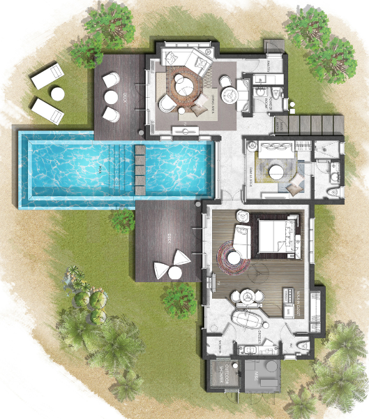InterContinental Maldives Maamunagau Resort Two Bedroom Family Beach Pool Villas Floor Plan