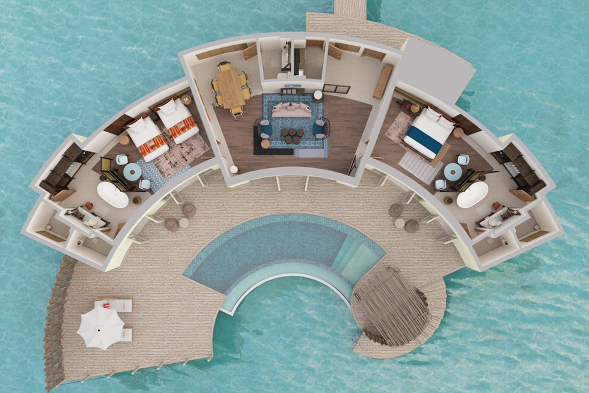 InterContinental Maldives - Two-Bedroom Overwater Pool Residence Floor Plan