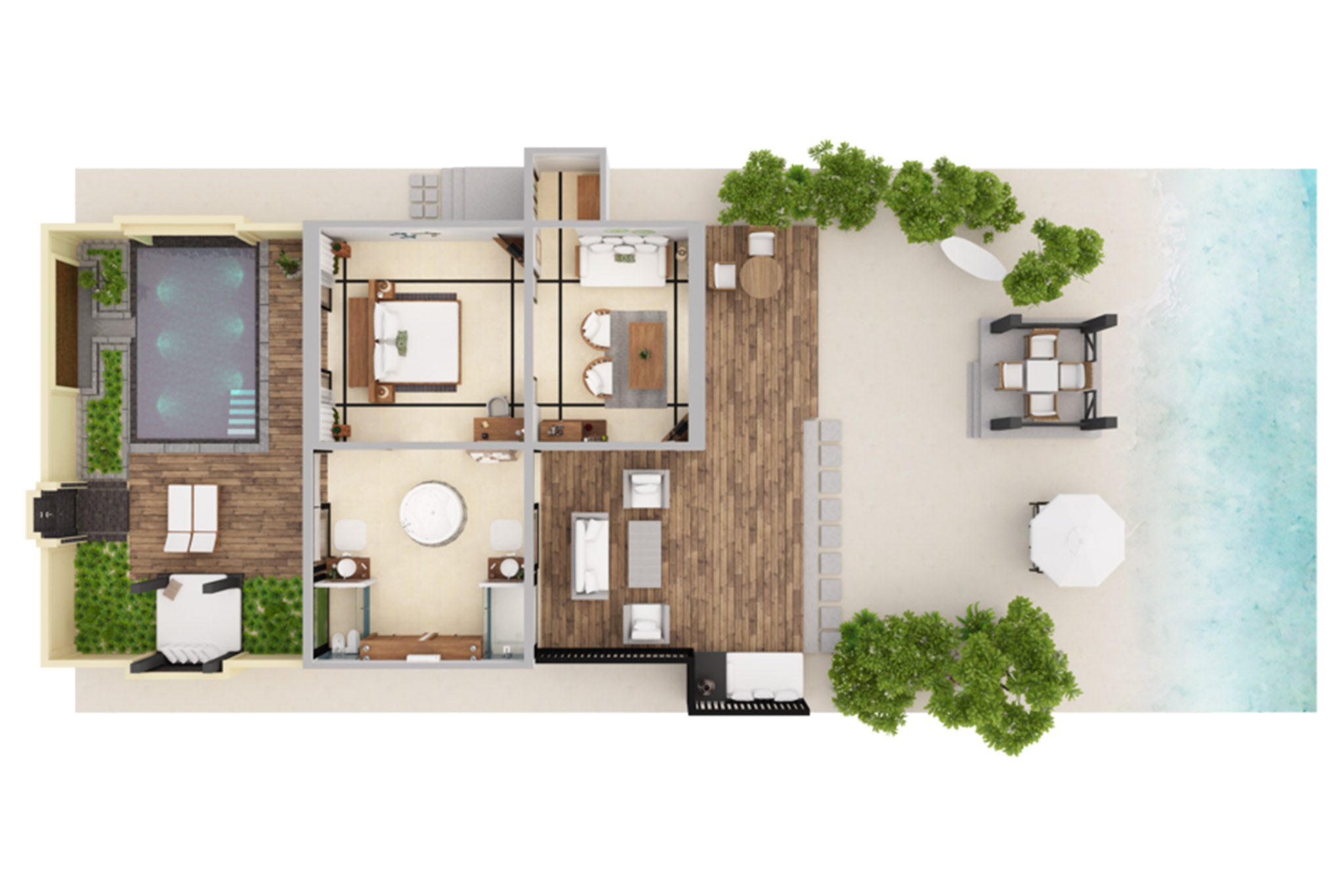 JA Manafaru - Deluxe Beach Villas with Family Private Pool - Floor Plan