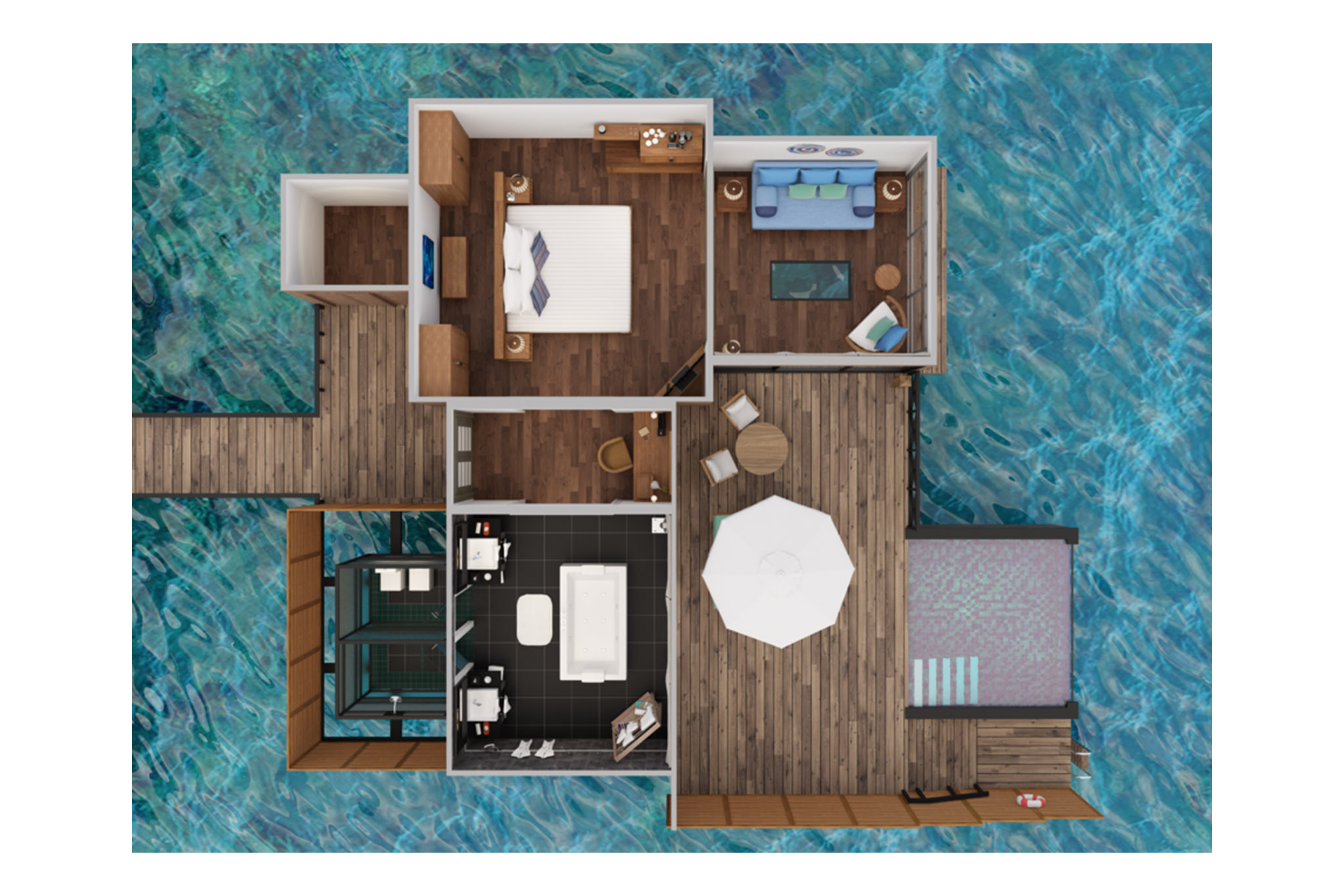 JA Manafaru - Sunset Water Villas with Infinity Pool - Floor Plan
