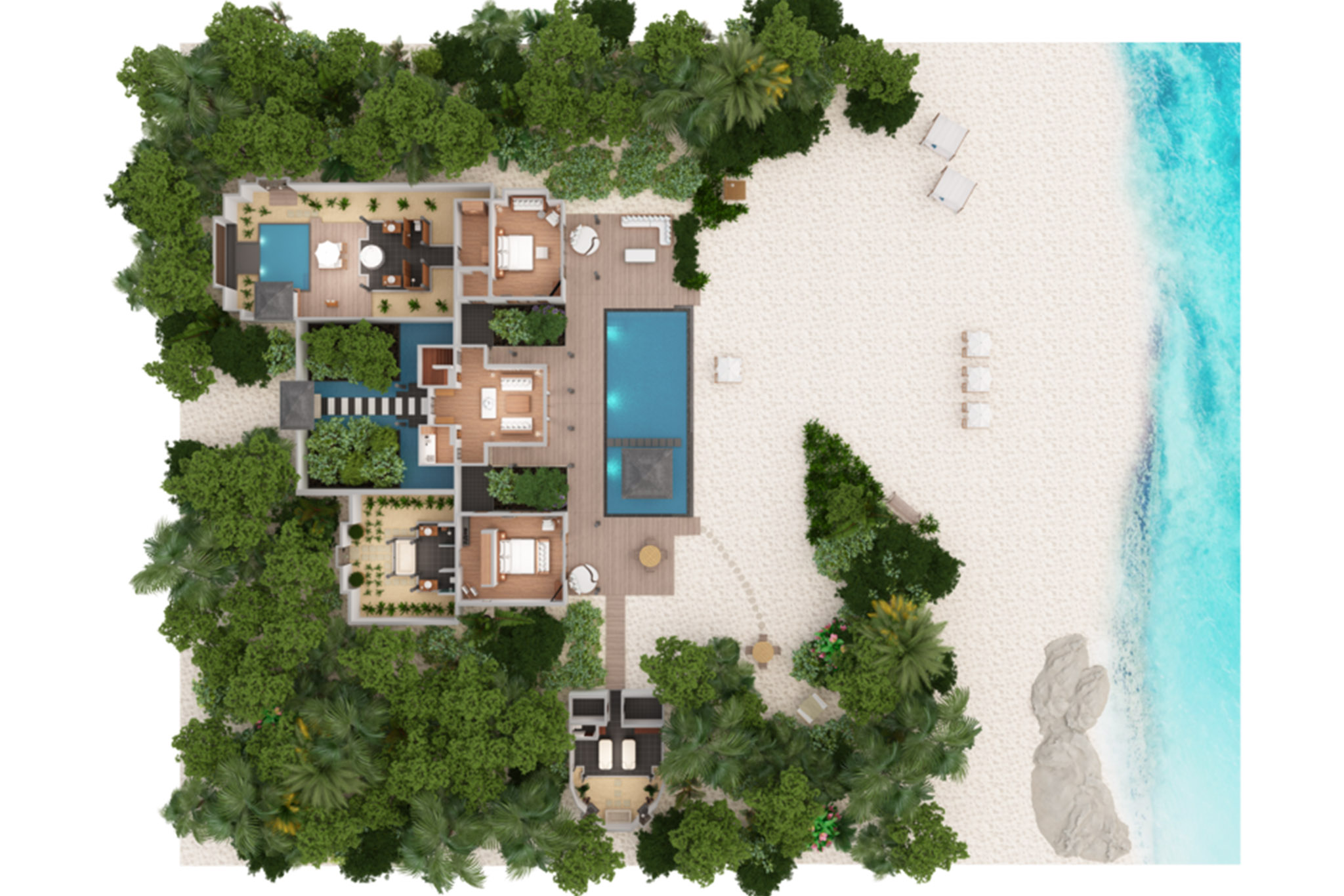 JA Manafaru - Two Bedroom Beach Residence with Family Pool and Private Pool - Floor Plan
