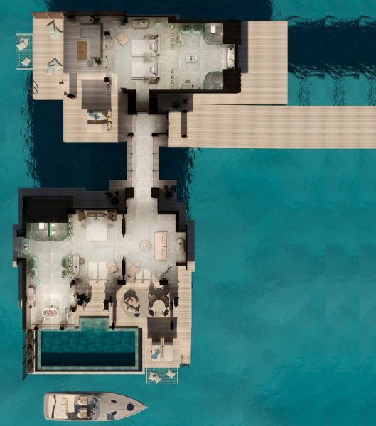 Grand Two Bedroom Ocean Pool Villa floor plan