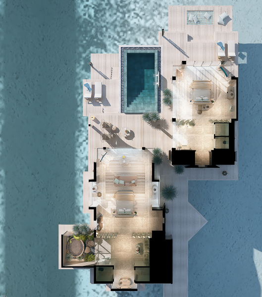 Two Bedroom Ocean Pool Villa floor plan