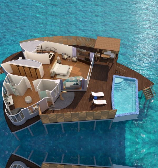 JW Marriott Maldives Resort & Spa Duplex Overwater Pool Villa Floor Plan