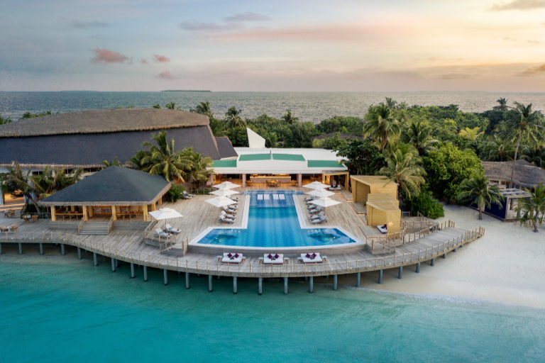 JW Marriott Maldives Resort & Spa Horizon Pool aerial