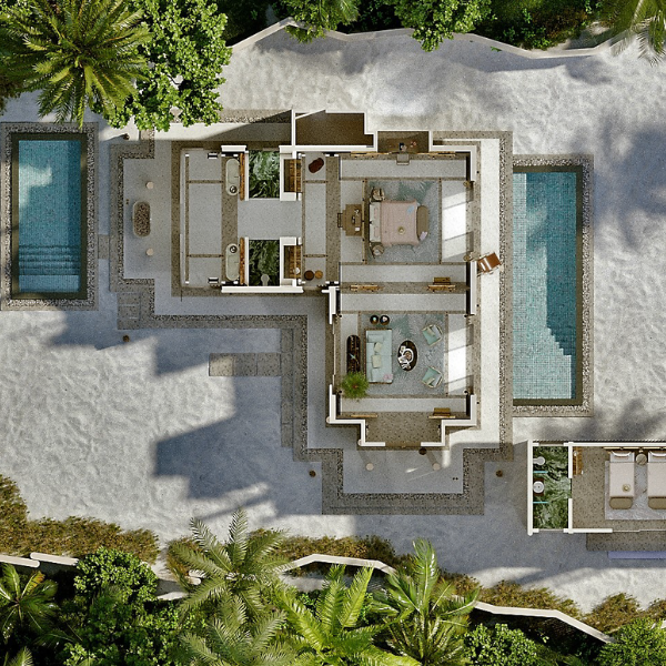 Joali Maldives Family Beach Villa with 2 Pool Floor Plan
