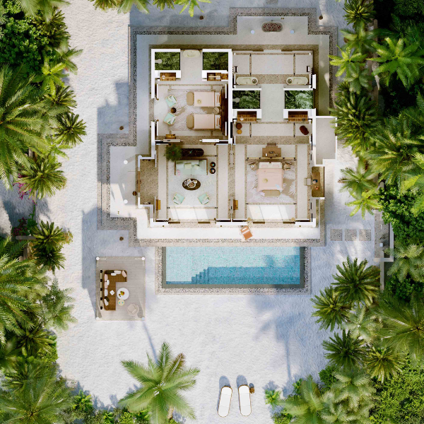 Joali Maldives Two Bedroom Beach Villa with Pool Floor Plan