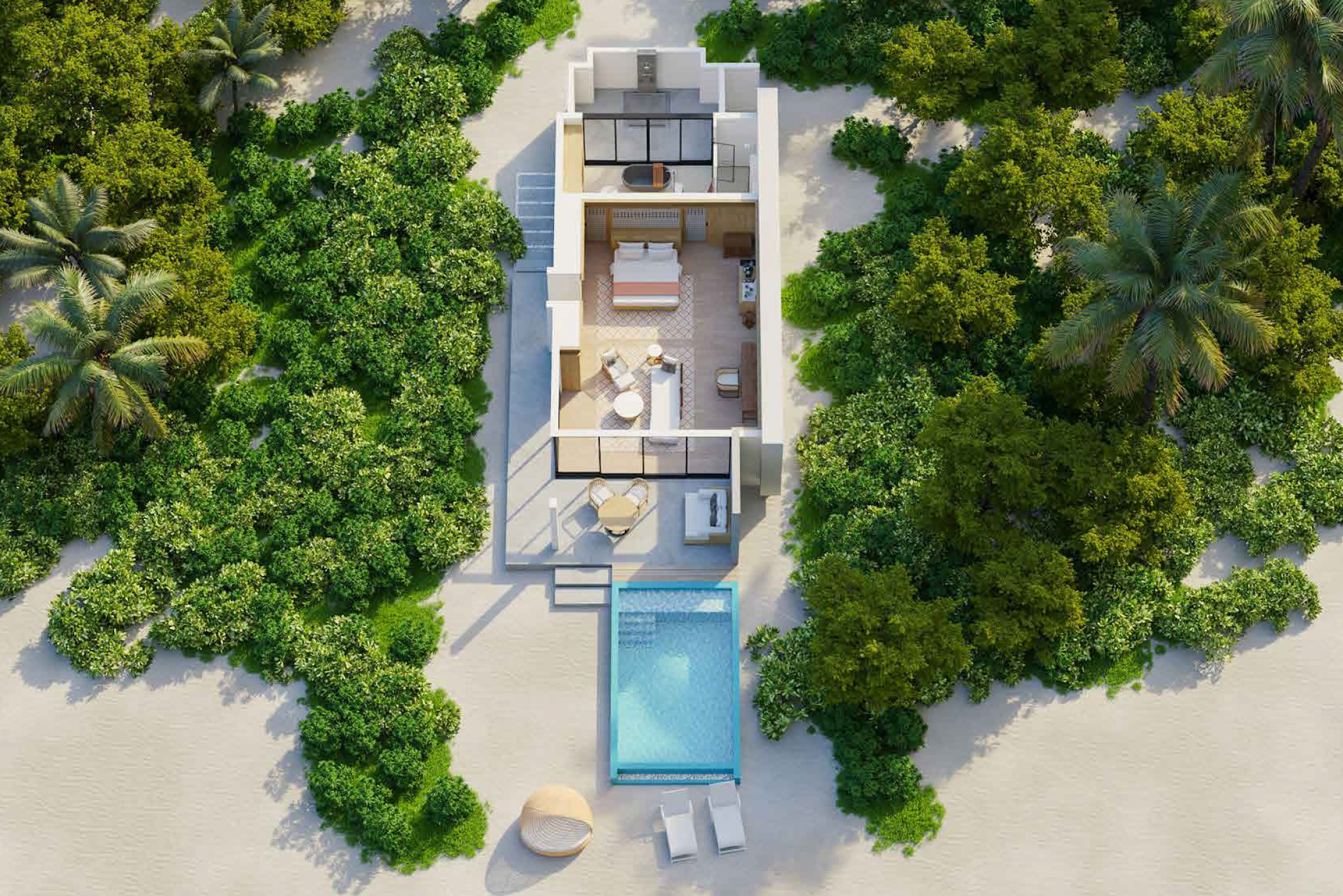 Kuda Villingili - Sunrise-and-Sunset-Beach-Villa-with-Private-Pool - Floor Plan