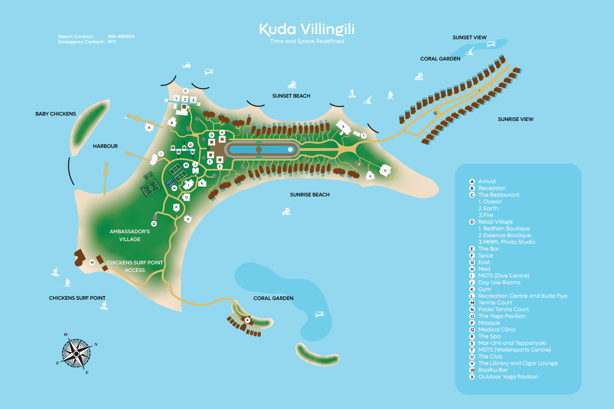 Kuda Villingili Resort Maldives Resort Map