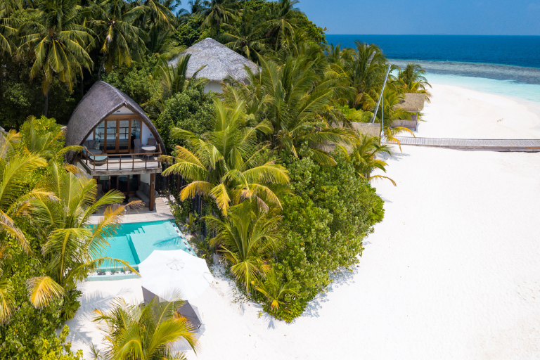 Kandolhu Maldives Beach Villa aerial view