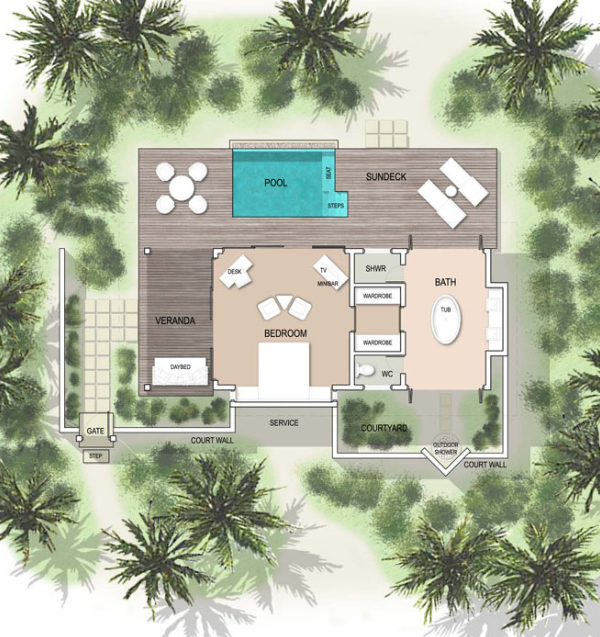 Kandholhu Maldives Pool Villa Floorplan