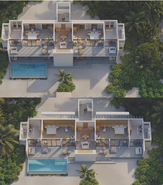 Kuda Villingili Resort Maldives Four-Bedroom Beach Residence with Private Pool Floor Plan