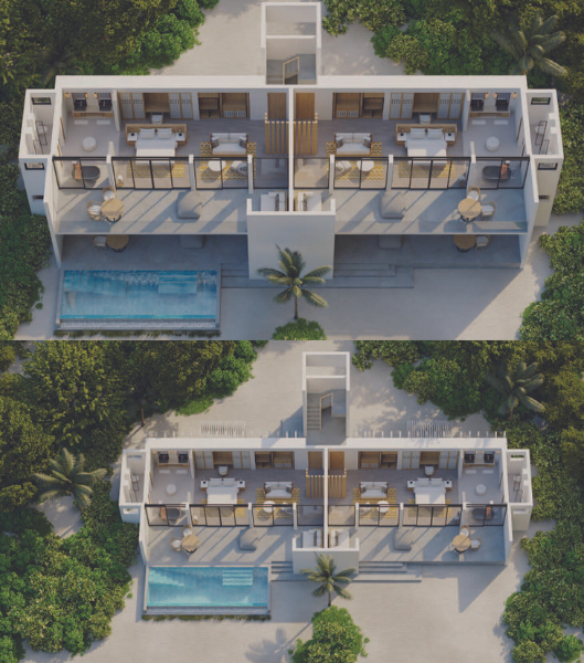 Kuda Villingili Resort Maldives Four-Bedroom Beach Villa with Private Pool Floor Plan