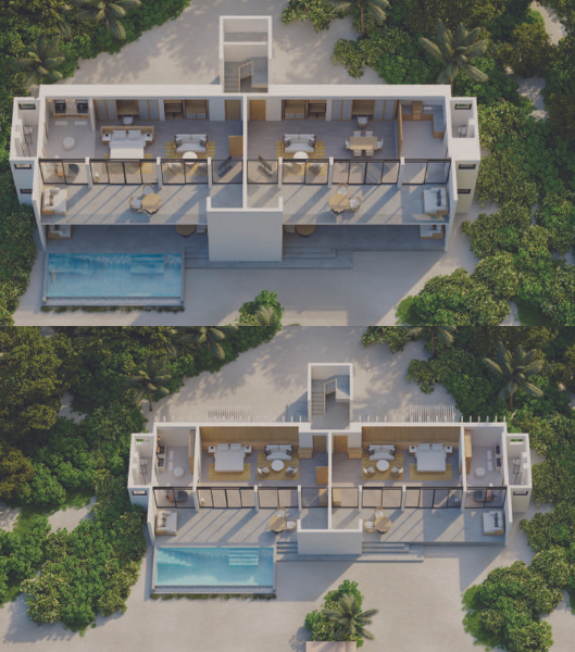 Kuda Villingili Resort Maldives Three-Bedroom Beach Residence with Private Pool Floor Plan