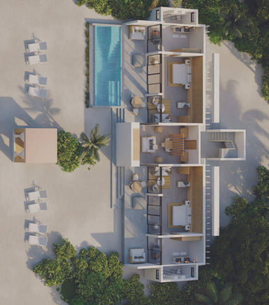 Kuda Villingili Resort Maldives Two-Bedroom Beach Residence with Private Pool Floor Plan