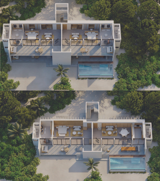 Kuda Villingili Resort Maldives Three-Bedroom Beach Retreat with Private Pool Floor Plan