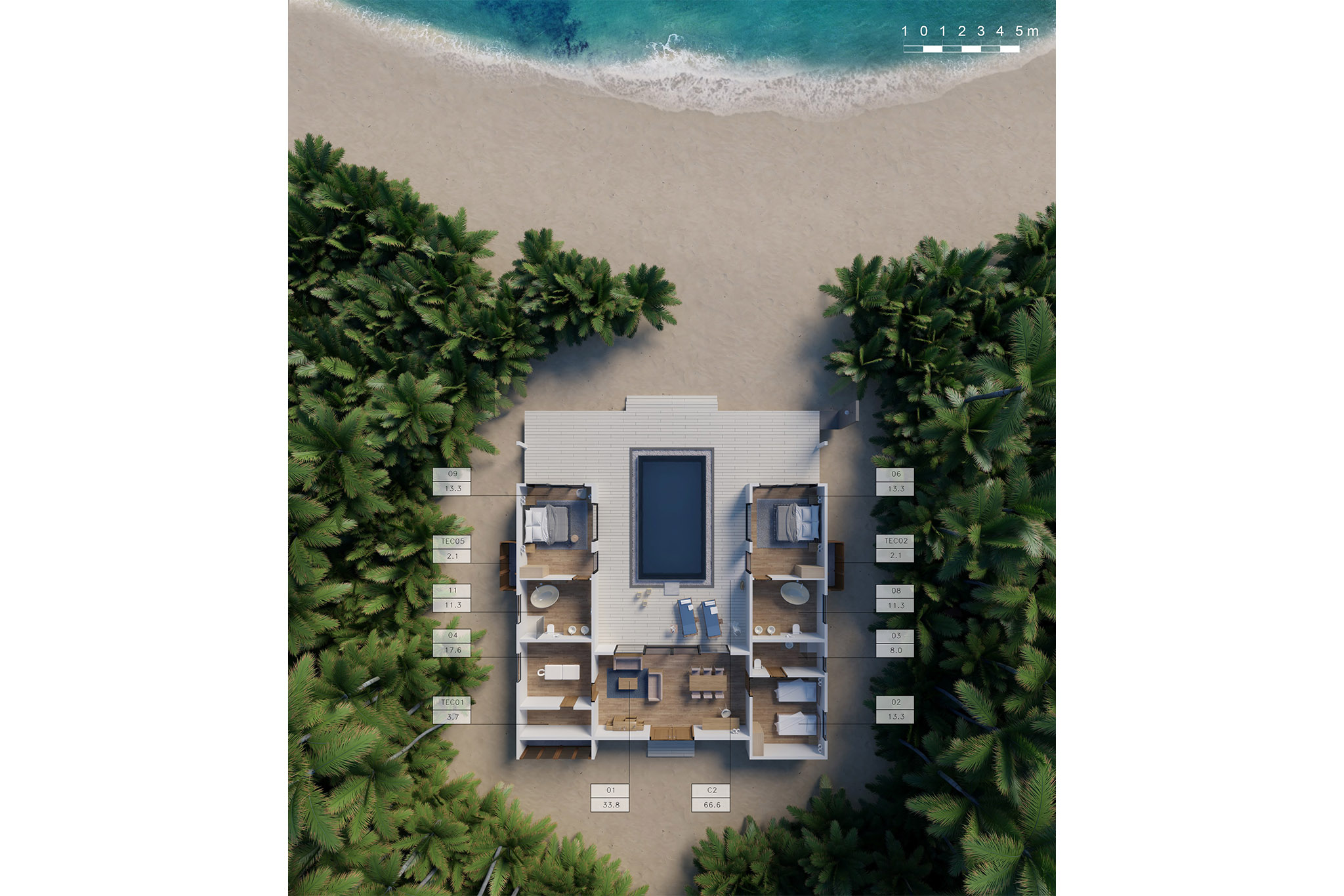 Kuredhivaru Resort and Spa – Three-Bedroom Beach Pool Residence Floor Plan Kuredhivaru Resort and Spa - Three-Bedroom Beach Pool Residence Floor Plan