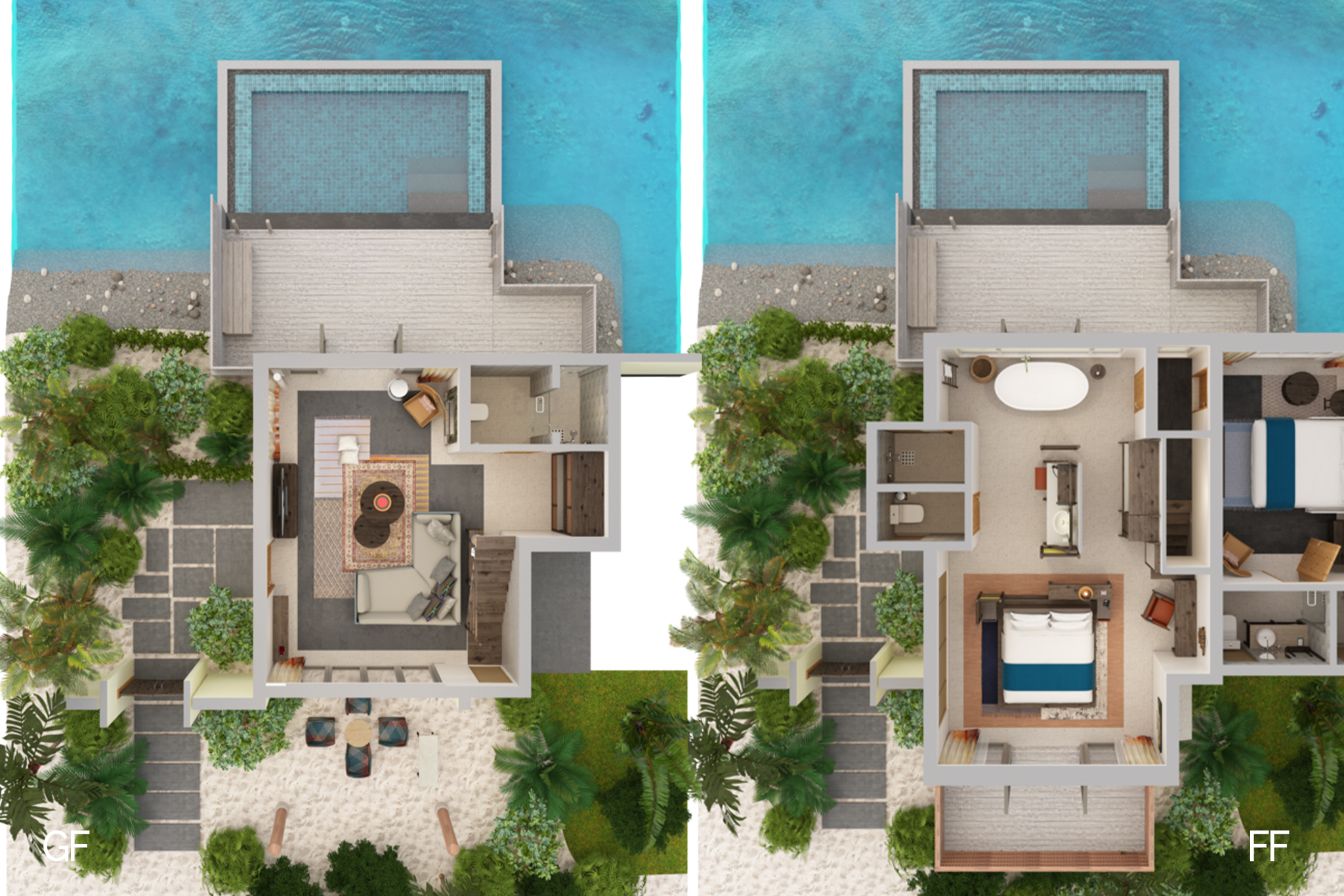 InterContinental Maldives - Two-Bedroom Family Lagoon Pool Villa Floor Plan