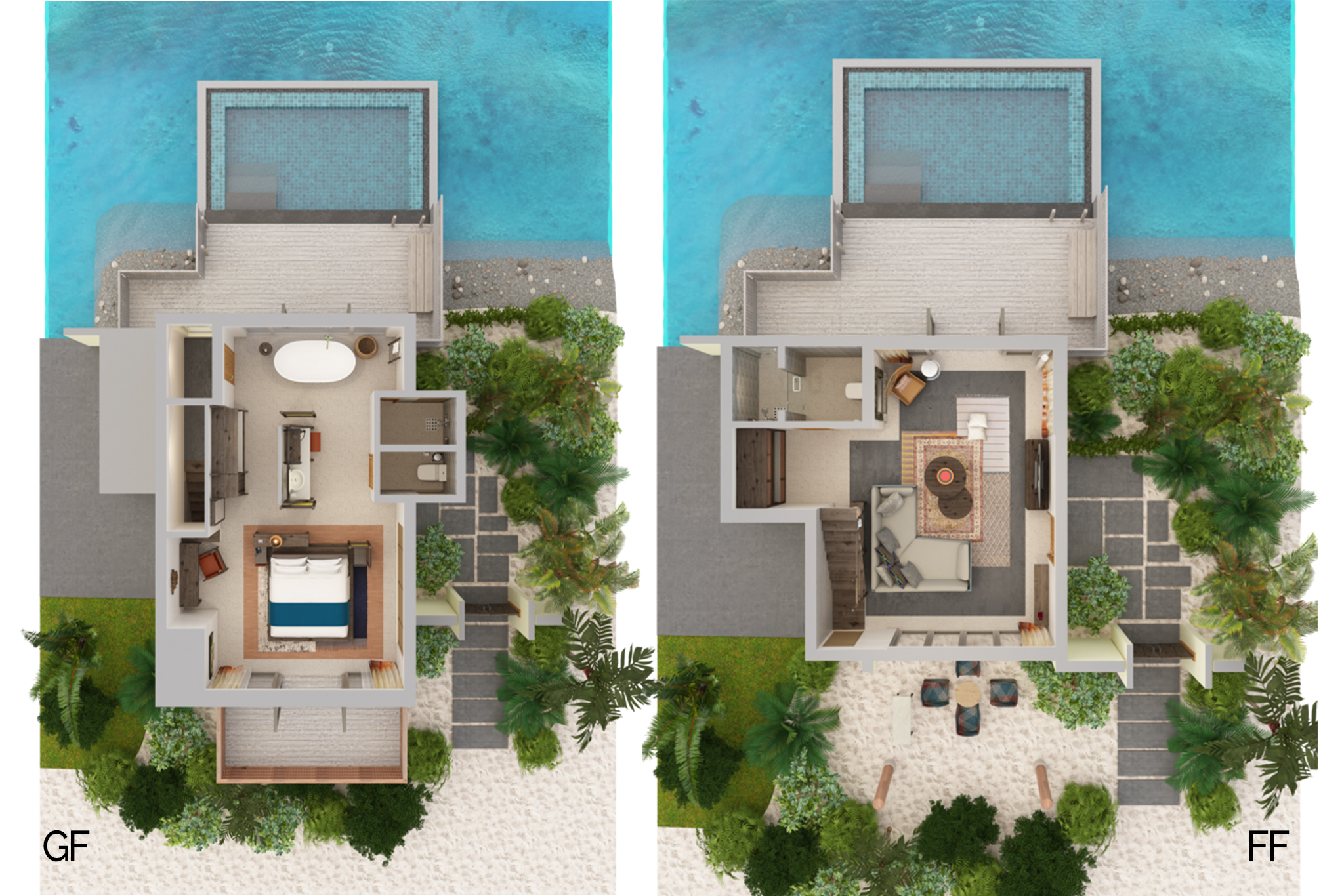 InterContinental Maldives - One-Bedroom Sunset Lagoon Pool Villa Floor Plan