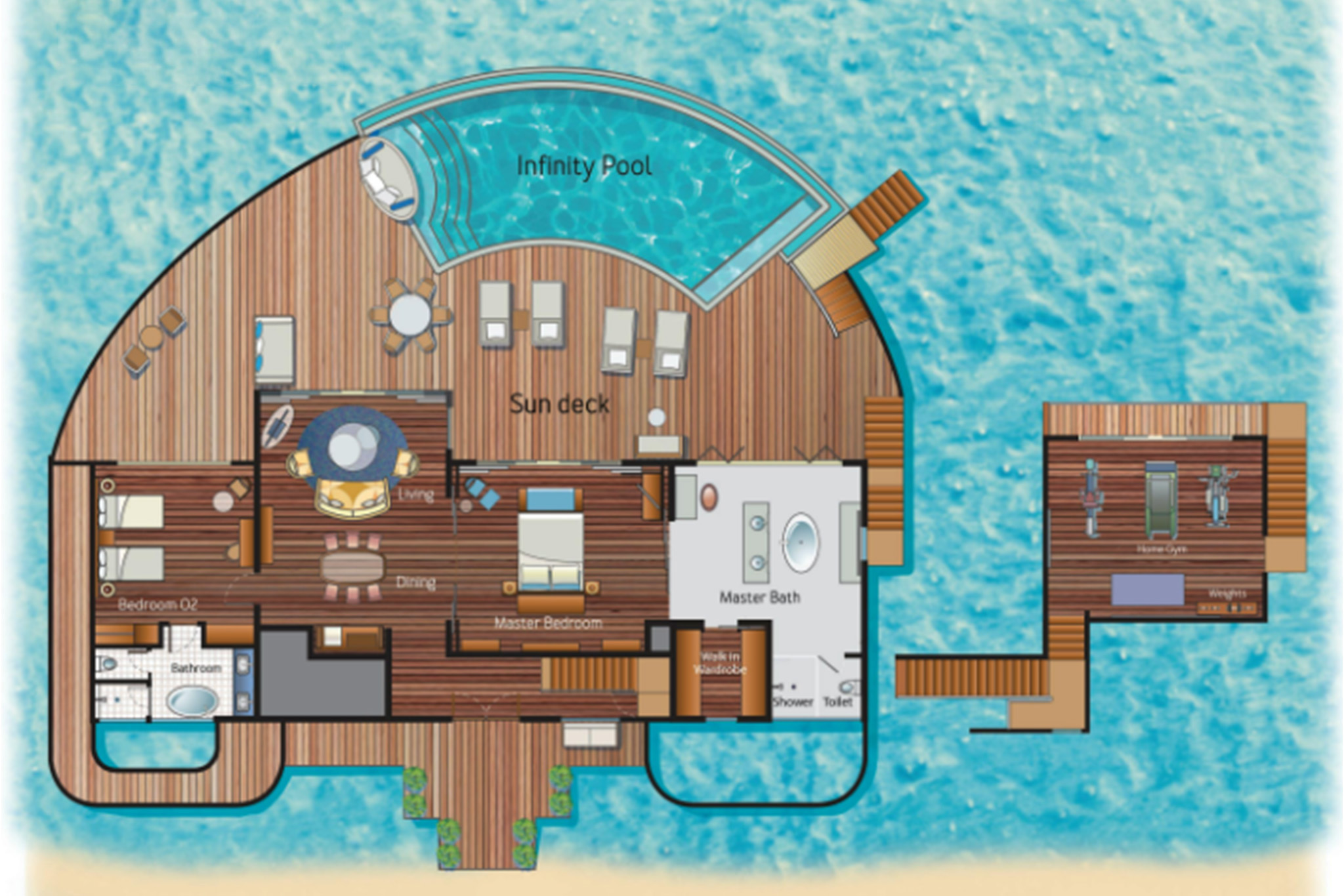 Milaidhoo Maldives - Two Bedroom Ocean Residence - Floor Plan