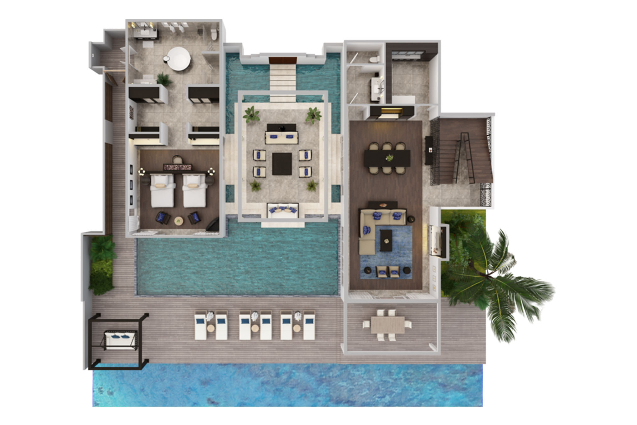 Naladhu Private Island - Two Bedroom Beach Pool Residence Floor Plan