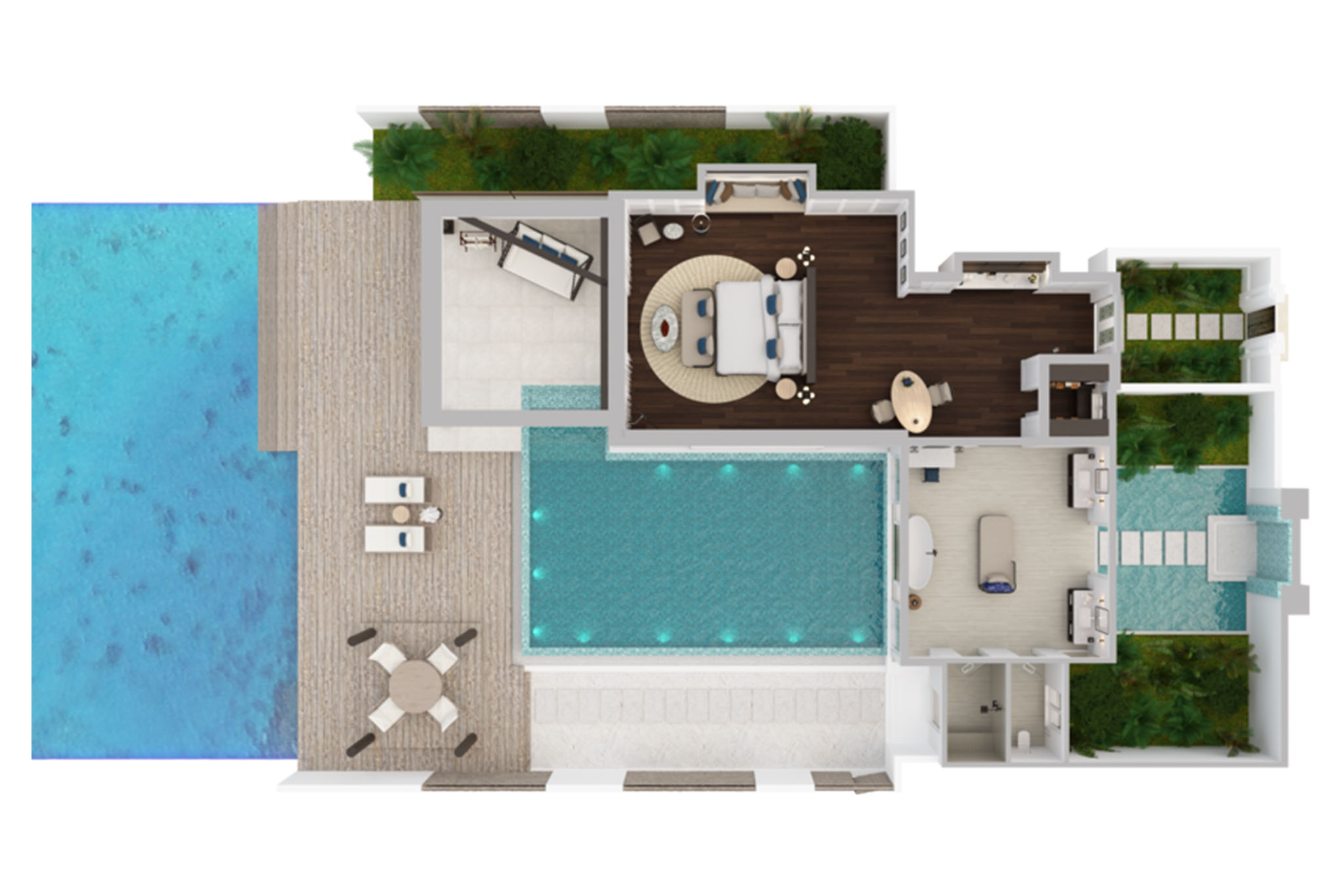 Naladhu Private Island - Ocean House with Pool and Private Beach Cabana - Floor Plan