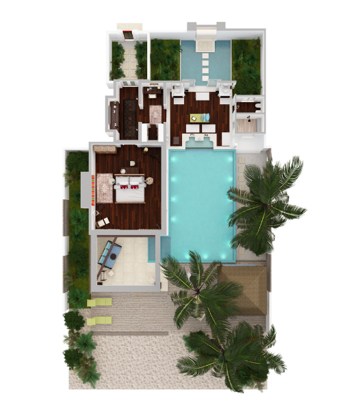 Naladhu Private Island Beach Pool House Floor Plan