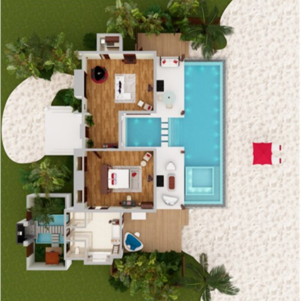 Niyama Private Islands Maldives One Bedroom Beach Pool Pavilion Floorplan