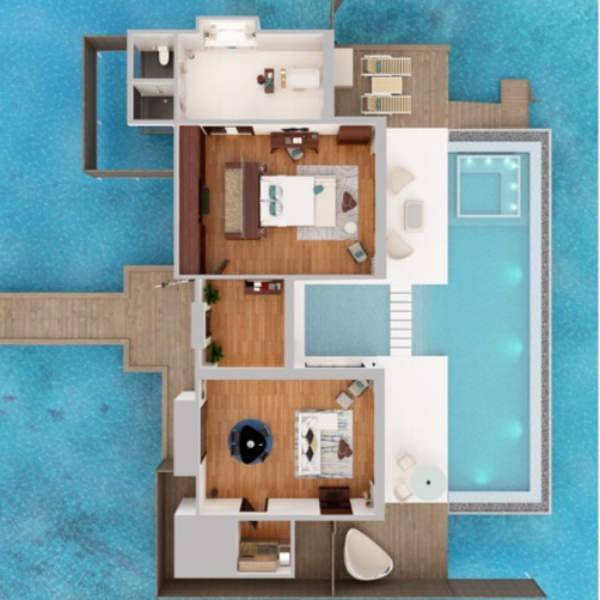 Niyama Private Islands Maldives One Bedroom Ocean Pool Pavilion Floorplan