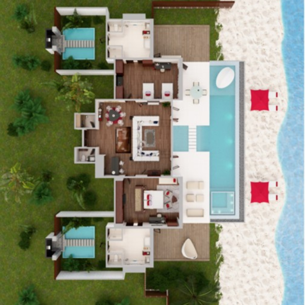 Niyama Private Islands Maldives Two Bedroom Beach Pool Pavilion Floorplan