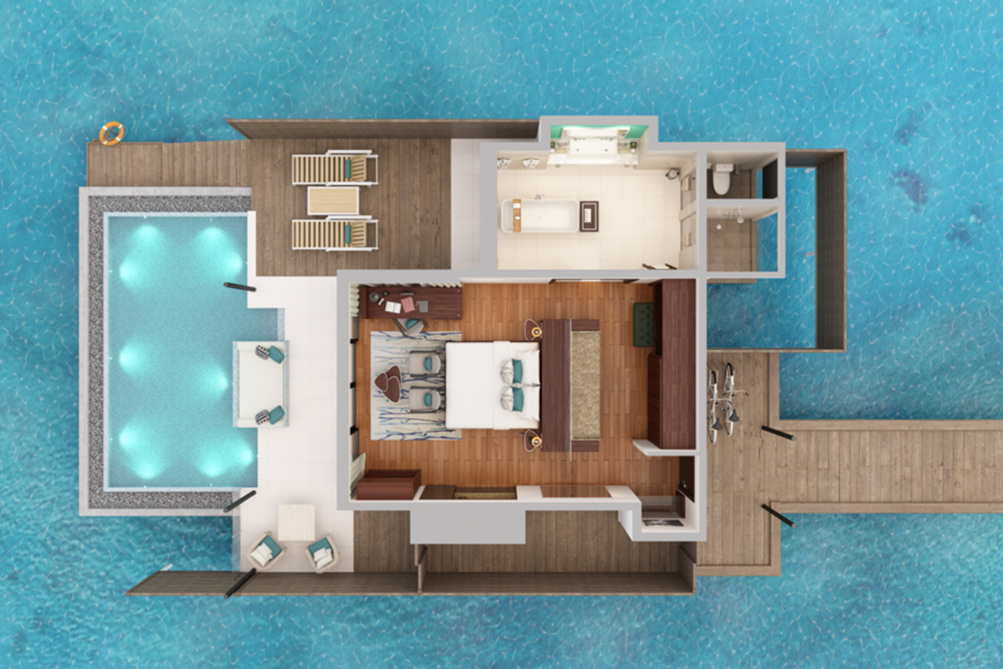 Niyama Private Islands - Overwater Pool Villa - floor plan