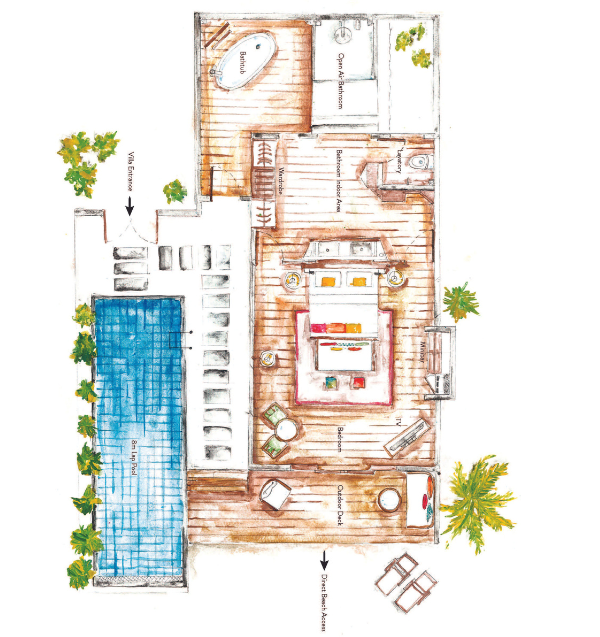 OZEN LIFE Maadhoo Earth Villa with Pool Floor Plan