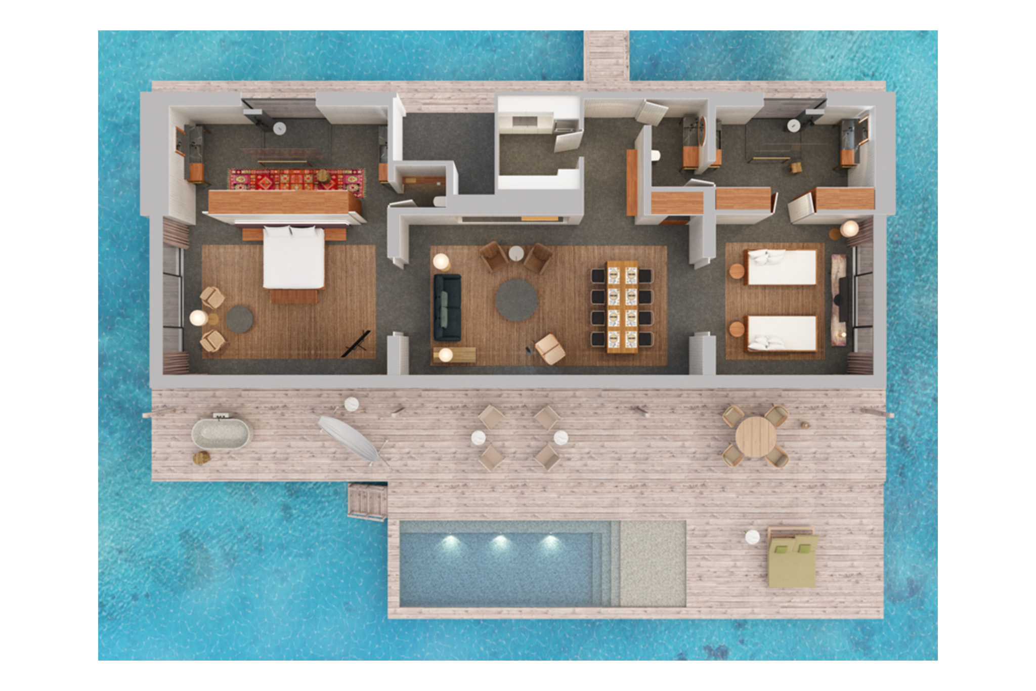 Patina Maldives - Two Bedroom Water Pool Villa - Floor Plan
