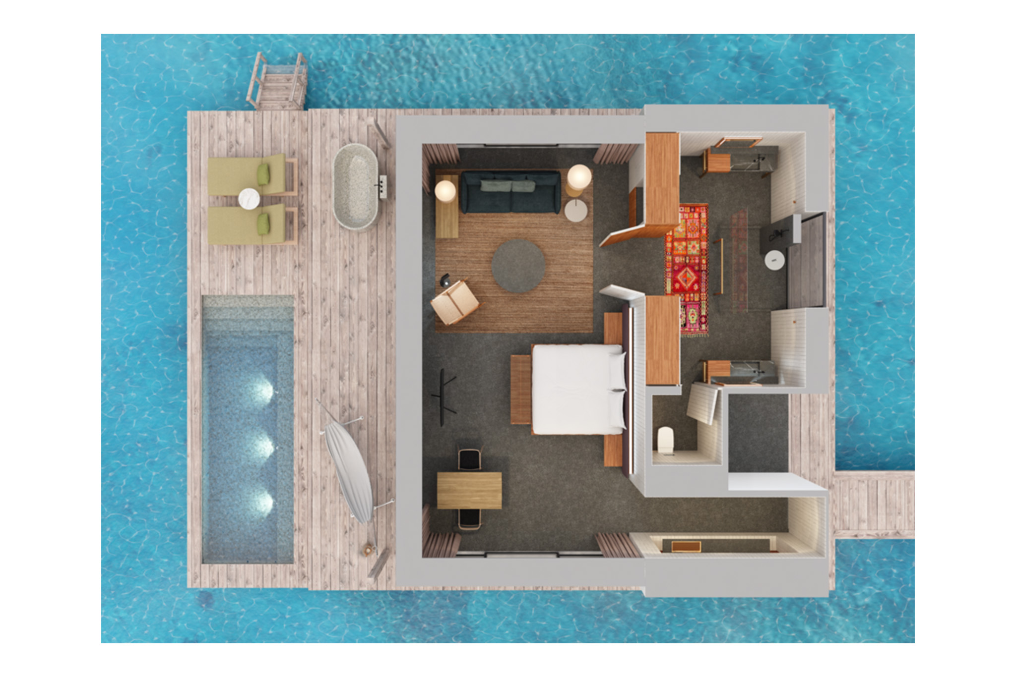Patina Maldives - One Bedroom Sunset Water Pool Villa - Floor Plan