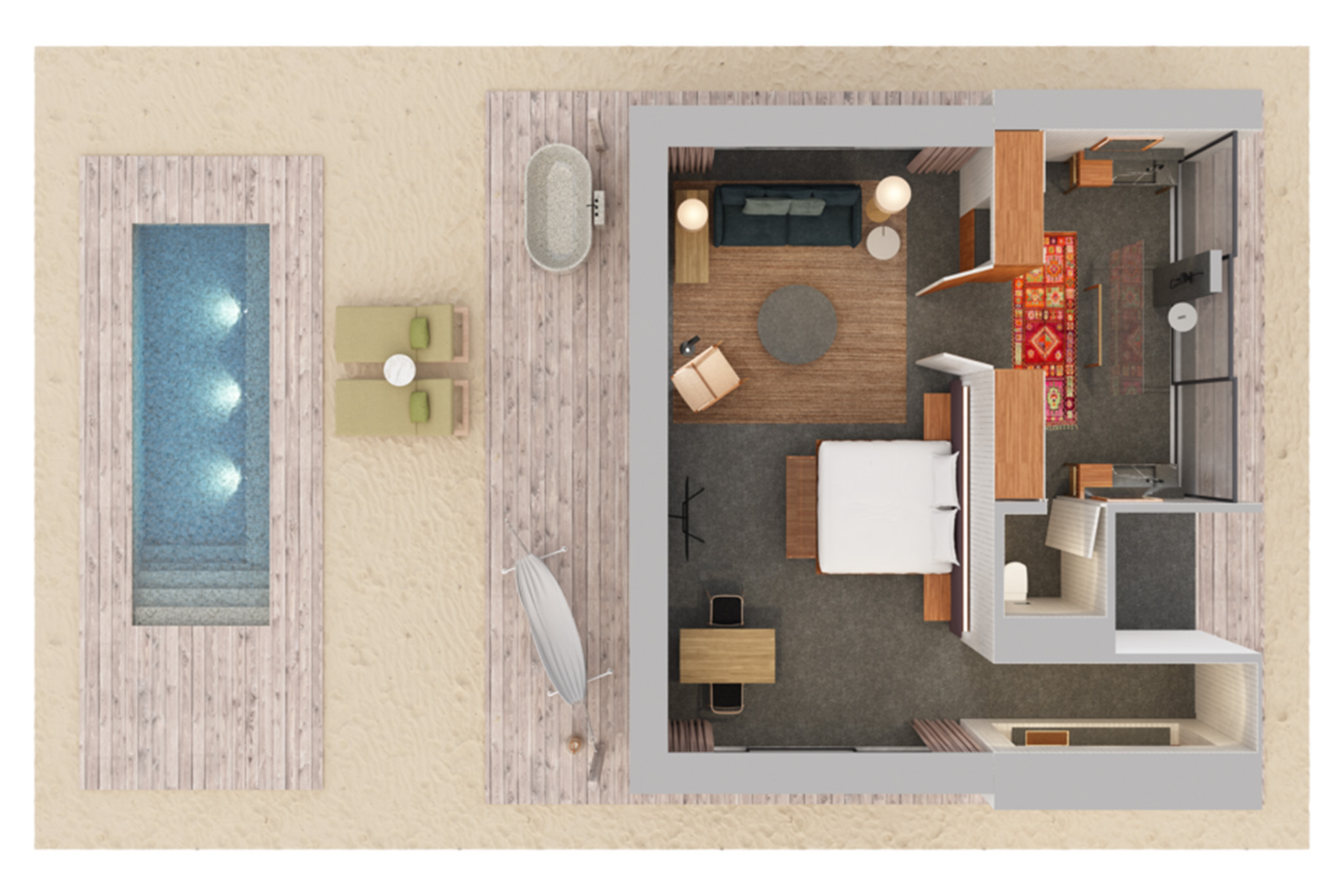 Patina Maldives - One Bedroom Beach Pool Villa - Floor Plan