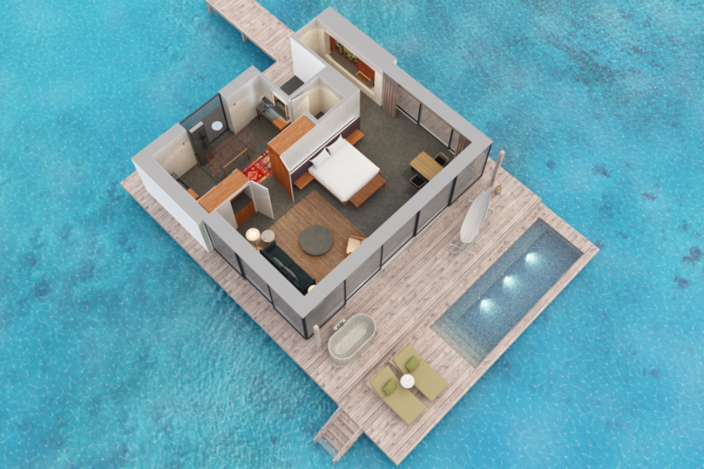 Patina Maldives One Bedroom Water Pool Villa Floor Plan