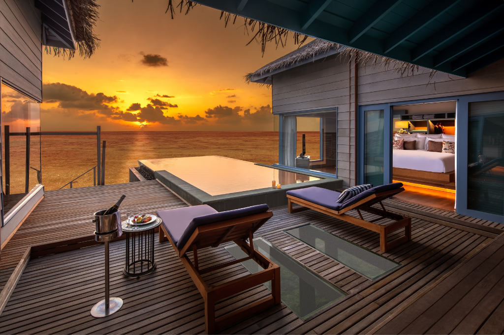 Raffles Maldives Meradhoo Resort Sunset Overwater Residence pool