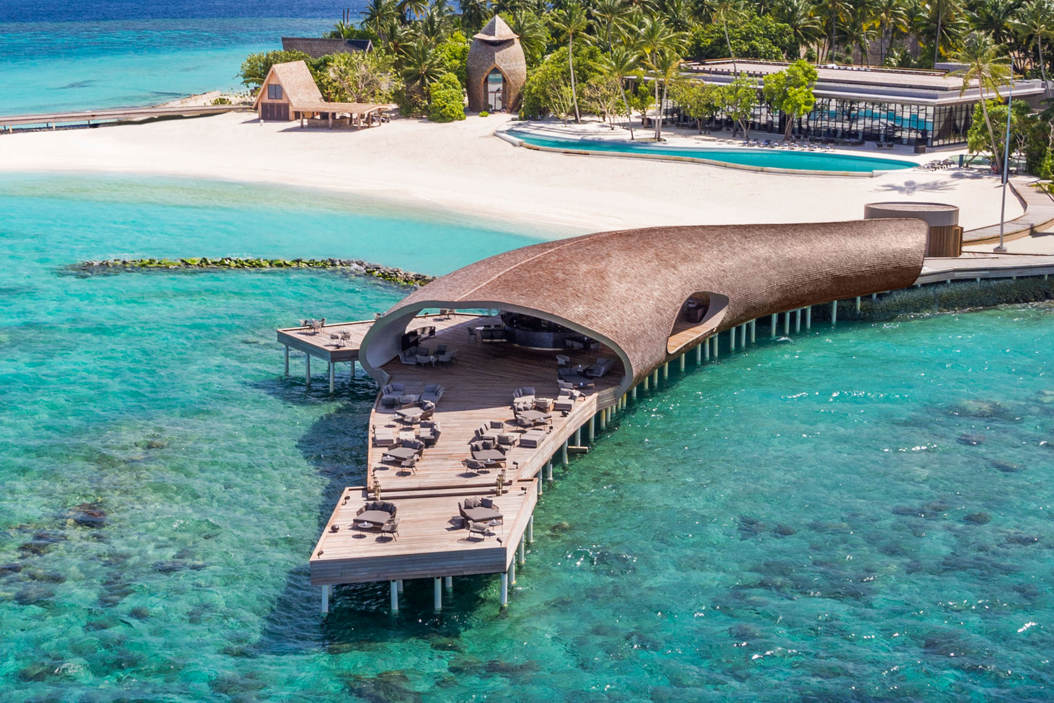 St Regis Maldives - Aerial Whale Bar