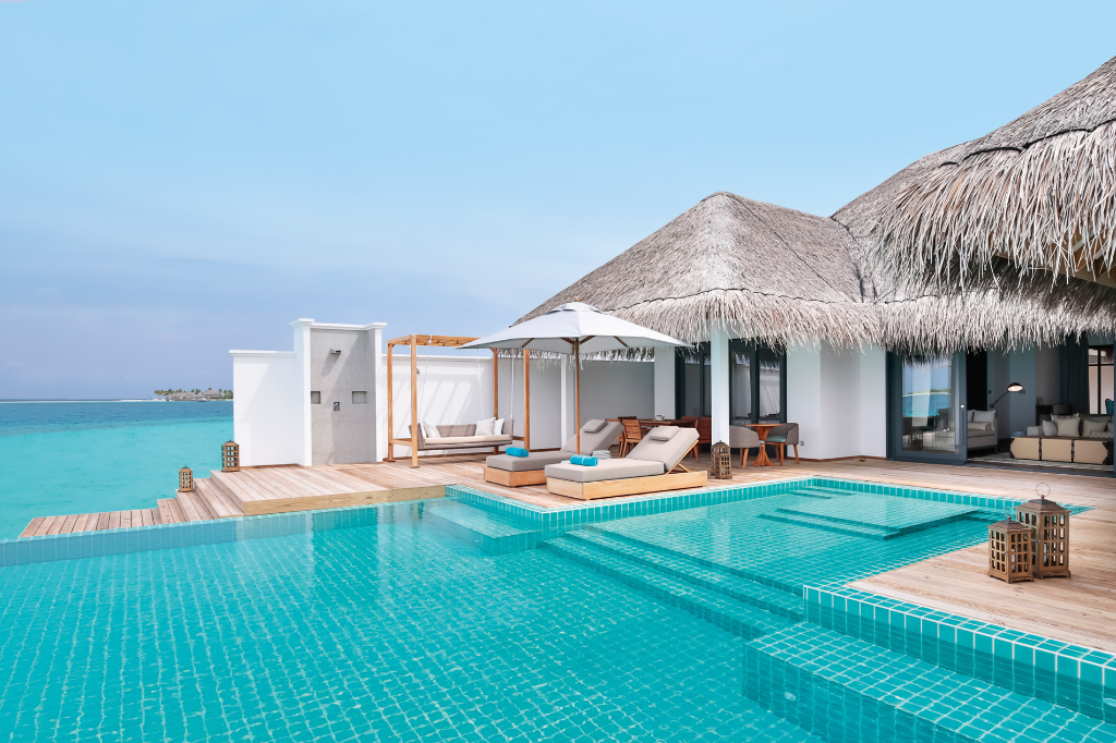 Seaside Finolhu Baa Atoll Maldives Two Bedroom Water Villa pool deck